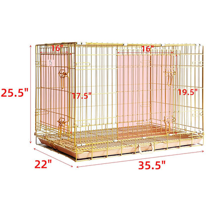 24-42" Collapsible Copper Gold Dog Crate GLD24/30/36/42