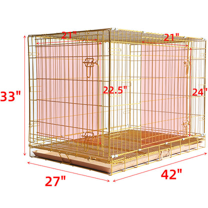 24-42" Collapsible Copper Gold Dog Crate GLD24/30/36/42