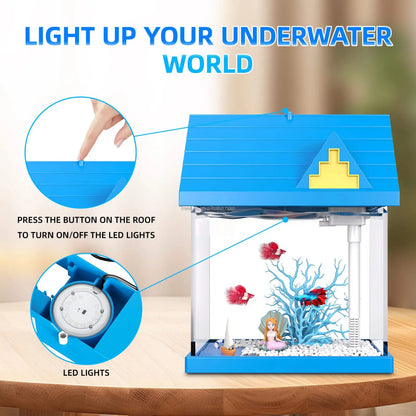 2 Gallon Acrylic Fish Tank Starter Kit with Filter
