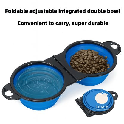 2-in-1 Foldable Dual Pet Bowl | Portable Travel Feeding and Drinking Dish