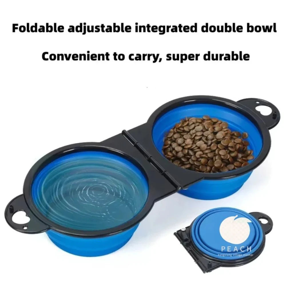 2-in-1 Foldable Dual Pet Bowl | Portable Travel Feeding and Drinking Dish