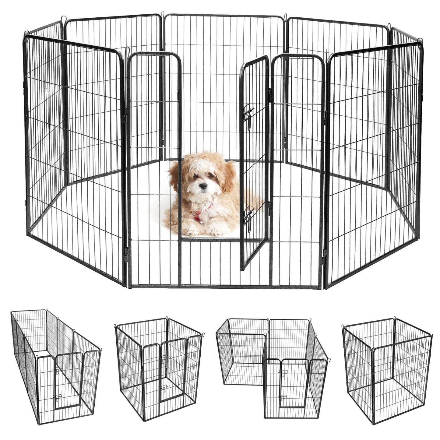 8 Metal Panel Heavy Duty Pet Playpen Dog Fence with Door
