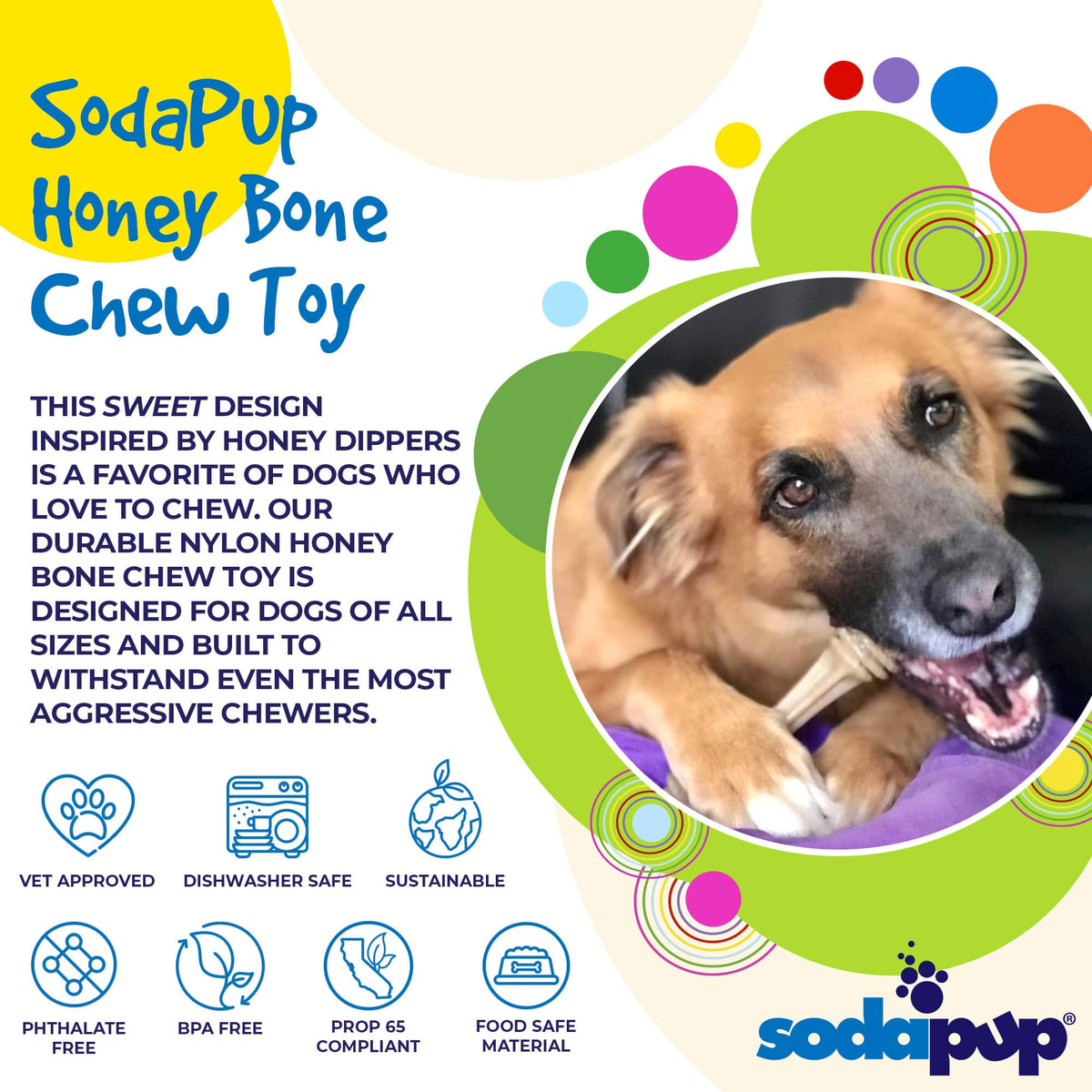 Honey Bone Nylon Dog Toy for Aggressive Chewers | Indestructible | USA Made