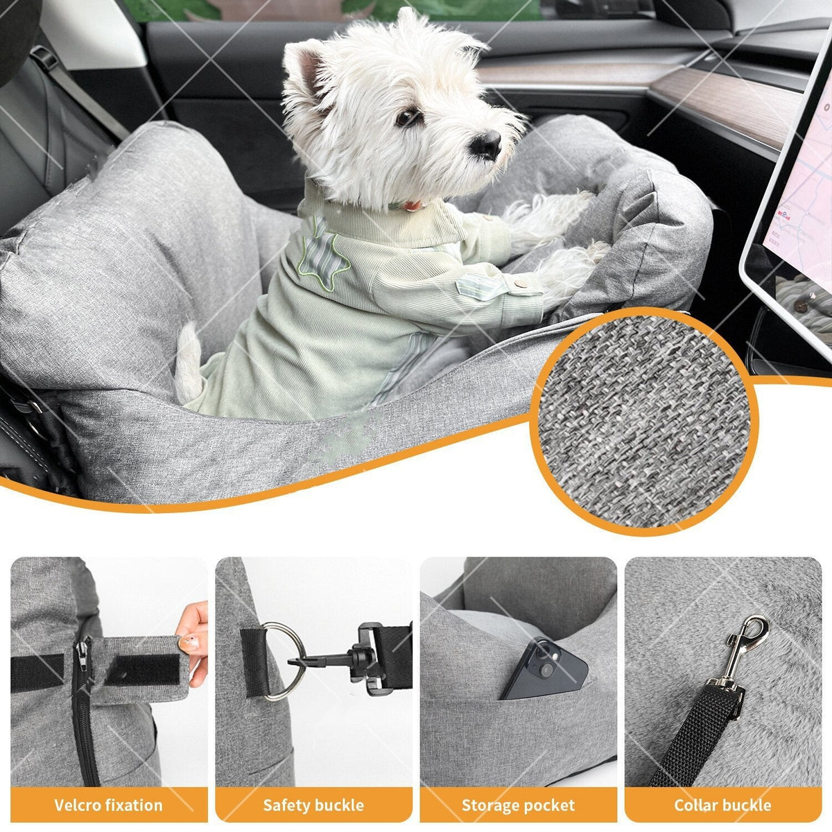 Travel Car Kennel Removable And Washable Pet Car Kennel