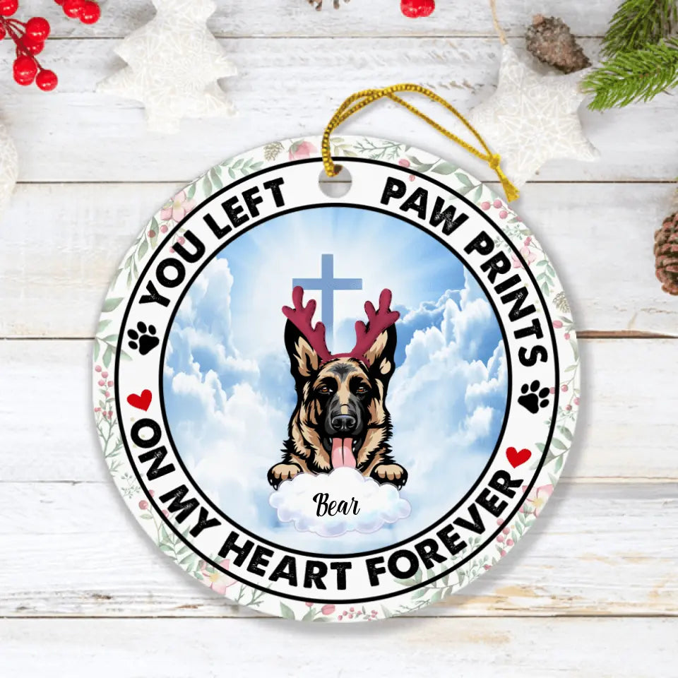 Personalized Pets In Heaven Ornament - Up to 3 Pets - Best Gift For Cat Lover/Dog Lover - You Left Paw Prints On My Heart Forever