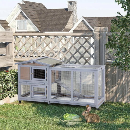 Rabbit Hutch Wooden Rabbit Cage Two Layers Chicken Coop Outdoor Indoor Bunny Cage Guinea Pig Cage Waterproof Roof Bu