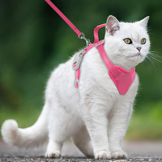 Escape Proof Cat Harness Leash Reflective Adjustable Vest Soft Breathable