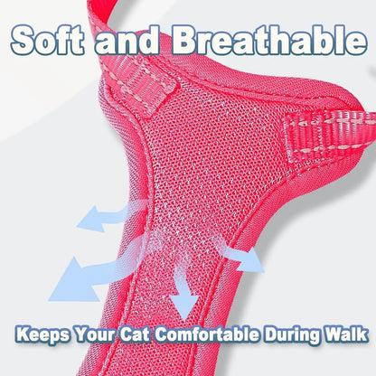 Escape Proof Cat Harness Leash Reflective Adjustable Vest Soft Breathable