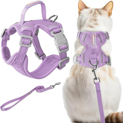 Escape Proof Cat Harness Leash Reflective Adjustable Vest Soft Breathable