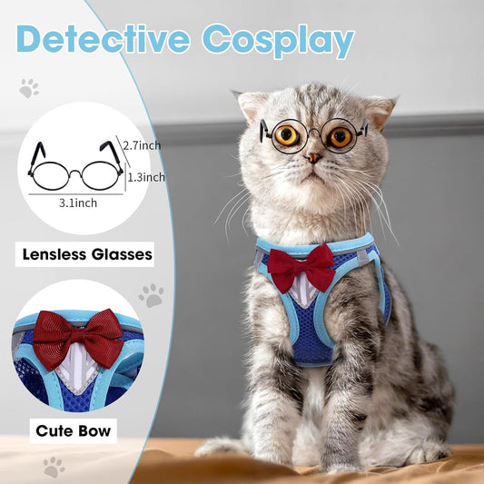Escape Proof Cat Harness Leash Set Reflective Breathable Adjustable