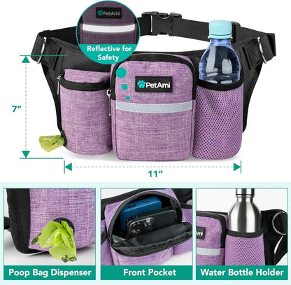 Hands Free Dog Leash Dual Bungee Waist Belt Adjustable Running Walking 2 Dogs