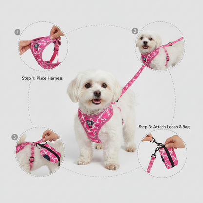 3-Piece Dog Harness & Leash Set