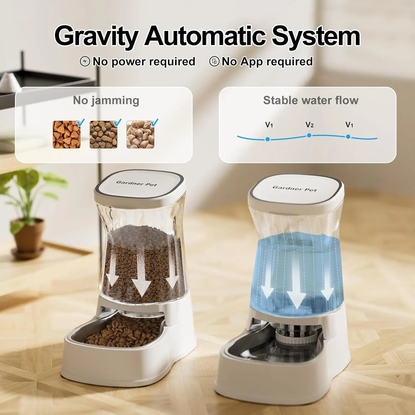 Automatic Pet Feeder And Water Dispenser Set Stainless Steel Bowls