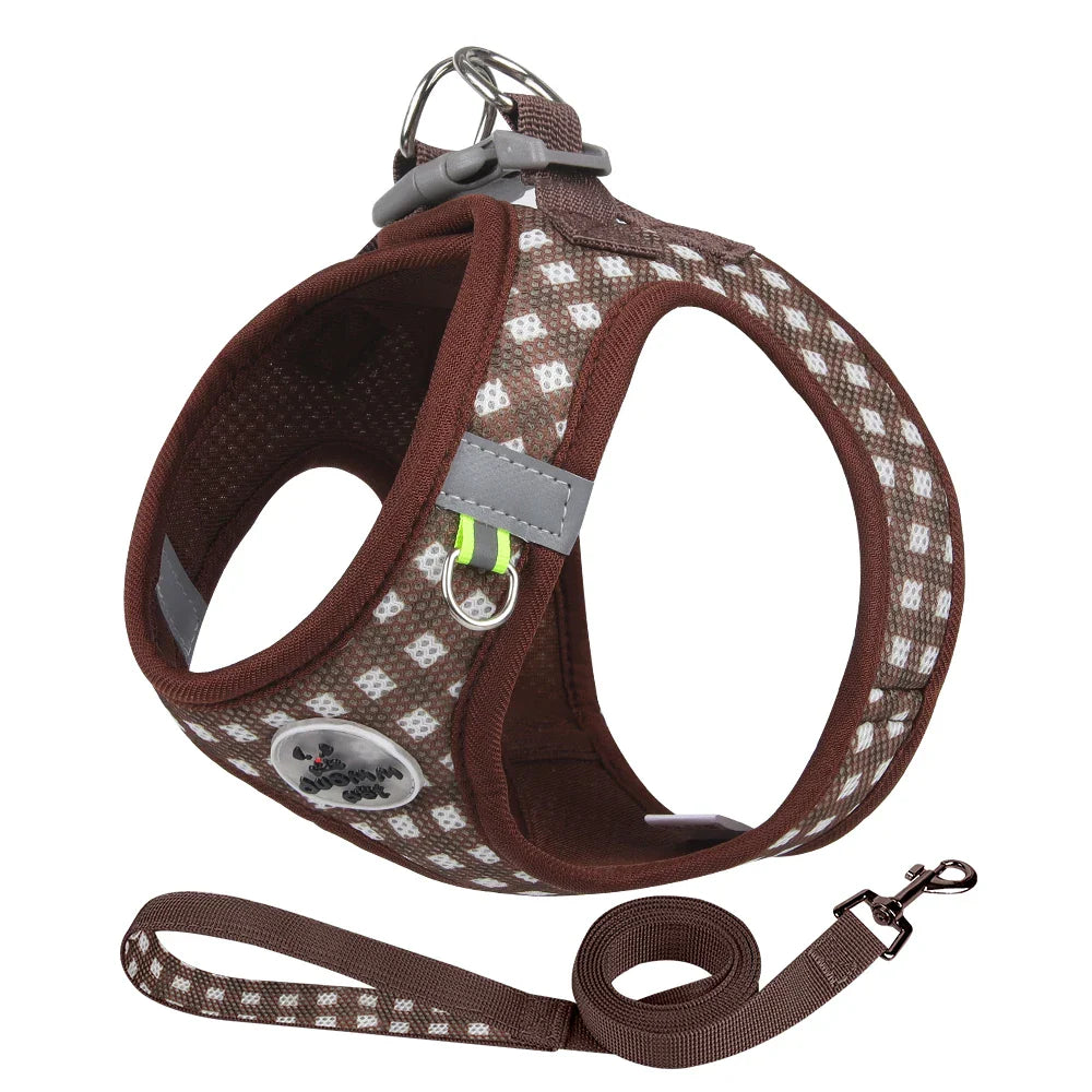 Stylish Checkered Cat Harness and Leash Set for Safe Adventures