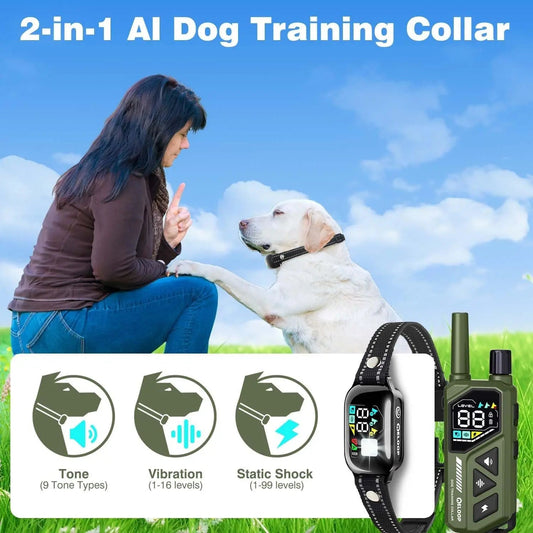 Waterproof Dog Shock Collar for up to 3 Dogs 3300FT AI Bark IPX7 Rechargeable