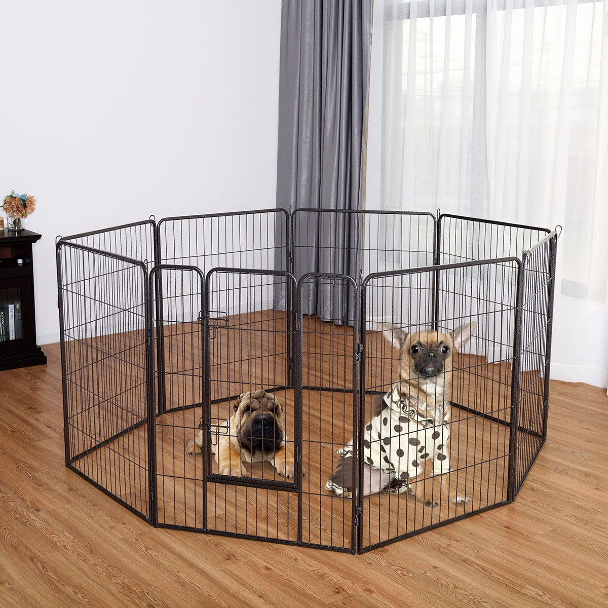 8 Metal Panel Heavy Duty Pet Playpen Dog Fence with Door