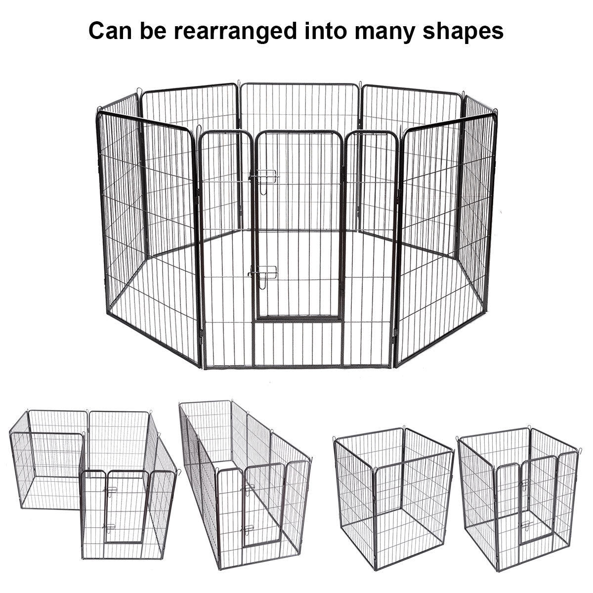 8 Metal Panel Heavy Duty Pet Playpen Dog Fence with Door
