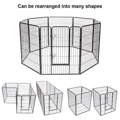 8 Metal Panel Heavy Duty Pet Playpen Dog Fence with Door