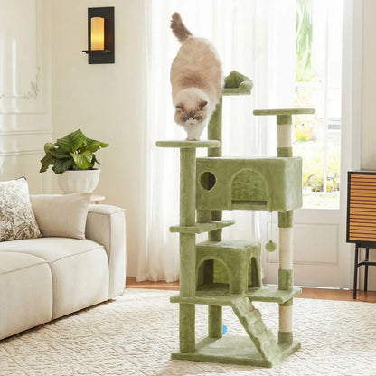 Cat Tree Tower 54 Inch Multi Level Sisal Green