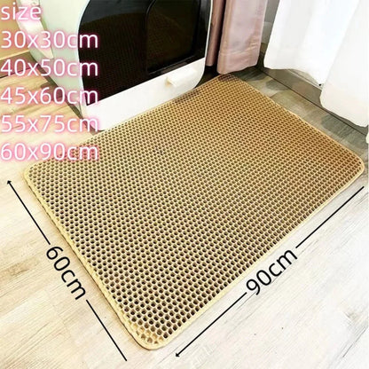 Large Cat Litter Mat | Double Layer Waterproof Honeycomb Design with EVA Foam