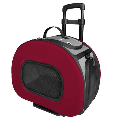 Pet Life ® 'Final Destination' Airline Approved 2-in-1 Tough-Shell Wheeled Collapsible Travel Fashion Pet Dog Carrier Crate