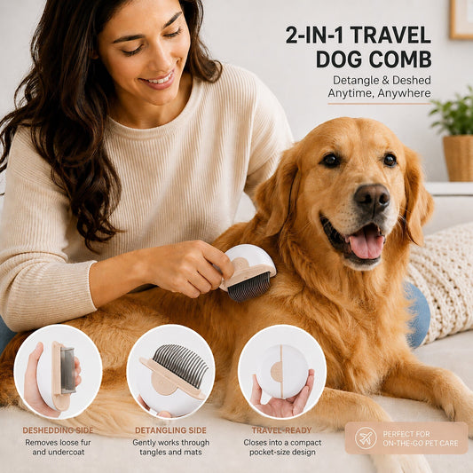 Pet Life ® 'LYNX' 2-in-1 Travel Connecting Grooming Pet Comb and Deshedder