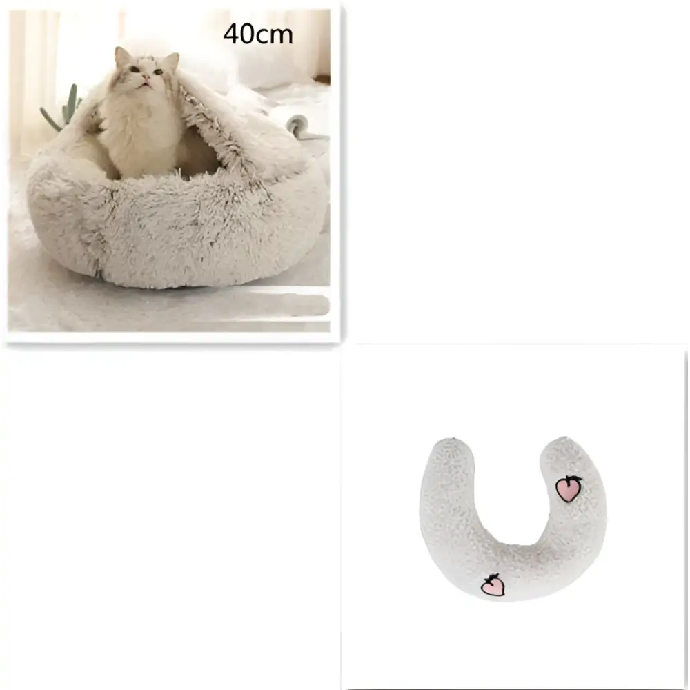 Pink Round Plush Warm Cat Bed Pet