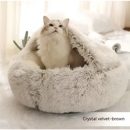 Pink Round Plush Warm Cat Bed Pet