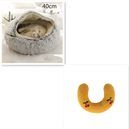 Pink Round Plush Warm Cat Bed Pet