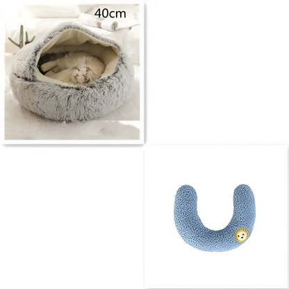 Pink Round Plush Warm Cat Bed Pet
