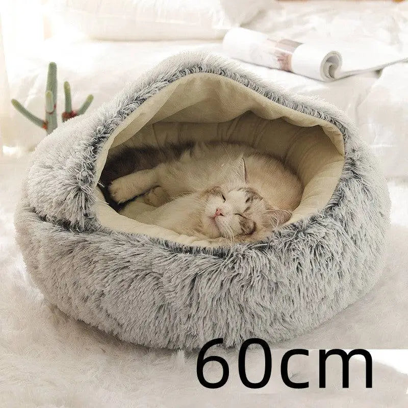 Pink Round Plush Warm Cat Bed Pet