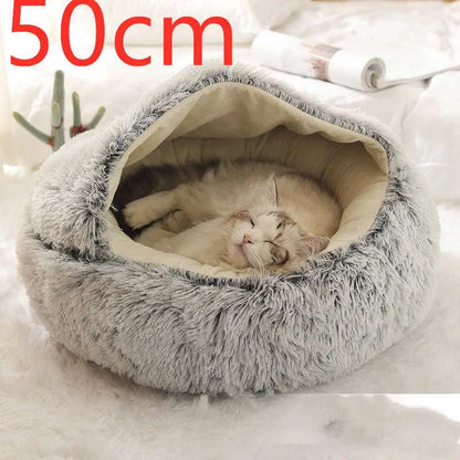 Pink Round Plush Warm Cat Bed Pet