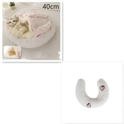Pink Round Plush Warm Cat Bed Pet