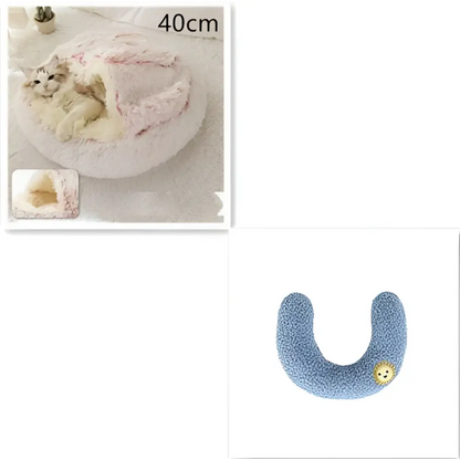 Pink Round Plush Warm Cat Bed Pet