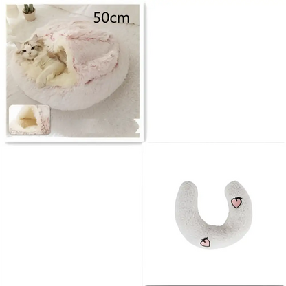 Pink Round Plush Warm Cat Bed Pet