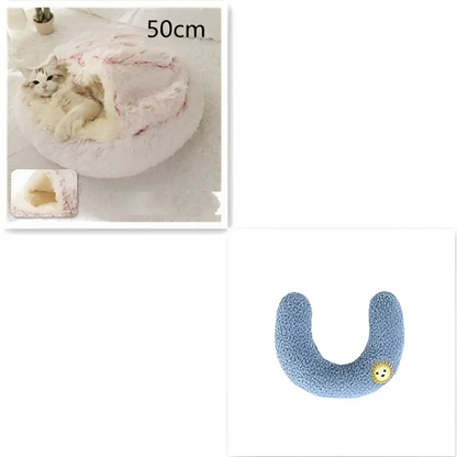 Pink Round Plush Warm Cat Bed Pet